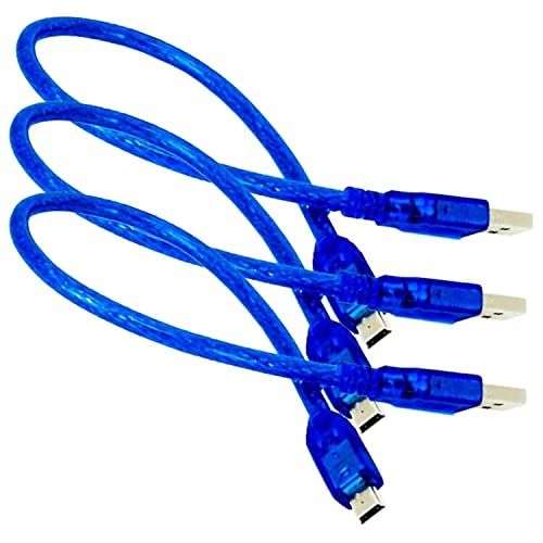 AZDelivery 3 x Blaues Mini USB Kabel kompatibel mit Arduino und Nano V3 inklusive E-Book! von AZDelivery