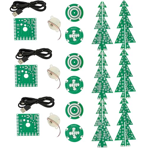 AZDelivery 3x DIY LED Weihnachtsbaum Kit: Weihnachtsbaum Elektronik Bausatz zum Löten - Lötbausatz für einen drehenden Weihnachtsbaum mit LEDs und USB-Anschluss von AZDelivery