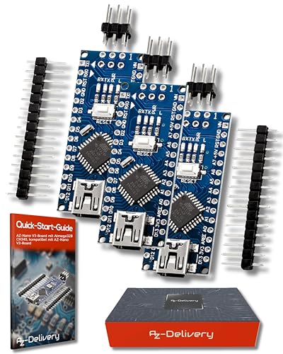 AZDelivery 3X AZ-Nano V3-Board - AZ-Nano V3-Board Mikrocontroller mit Atmega328 CH340 inklusive E-Book von AZDelivery