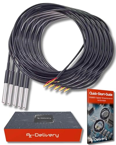 AZDelivery 5 x DS18B20 3M Kabel digitaler Edelstahl Temperatursensor Temperaturfühler, wasserdicht kompatibel mit Arduino und Raspberry Pi inklusive E-Book | kompatibel mit Shelly Temperatursensor AZDelivery 5 x DS18B20 3M Kabel digitaler Edelstahl Temperatursensor Temperaturfühler, wasserdicht kompatibel mit Arduino und Raspberry Pi inklusive E-Book | kompatibel mit Shelly Temperatursensor von AZDelivery