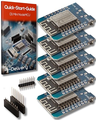 AZDelivery 5X D1 Mini NodeMcu mit ESP8266-12F WLAN Module CH340G Lua kompatibel mit Arduino inklusive E-Book! von AZDelivery