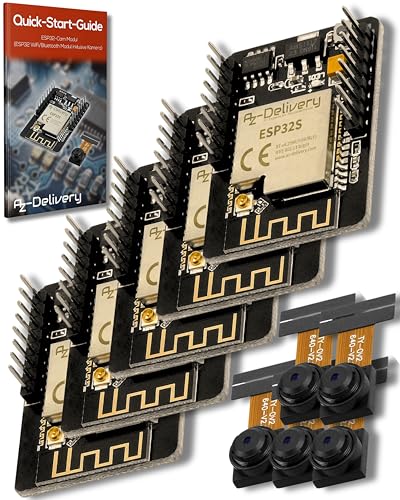 AZDelivery 5 x ESP32 Cam Modul + Bluetooth ESP32 5V Dual Core 32-bit CPU mit 2MP Kamera Entwicklungsboard kompatibel mit Arduino inklusive E-Book! AZDelivery 5 x ESP32 Cam Modul + Bluetooth ESP32 5V Dual Core 32-bit CPU mit 2MP Kamera Entwicklungsboard kompatibel mit Arduino inklusive E-Book! von AZDelivery
