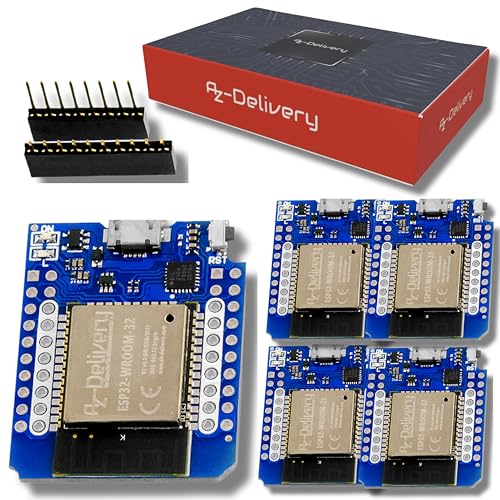 AZDelivery 5 x ESP32 D1 Mini NodeMCU WiFi Modul ESP 32 Bluetooth Internet Entwicklungsboard | kompatibel mit Arduino und kompatibel mit wemos d1 Mini | EIN kostenloses E-Book ist ebenfalls enthalten AZDelivery 5 x ESP32 D1 Mini NodeMCU WiFi Modul ESP 32 Bluetooth Internet Entwicklungsboard | kompatibel mit Arduino und kompatibel mit wemos d1 Mini | EIN kostenloses E-Book ist ebenfalls enthalten von AZDelivery
