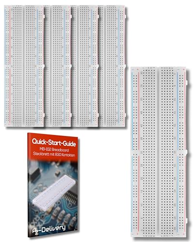 AZDelivery 5 x MB-102 Breadboard Steckbrett mit 830 Kontakten kompatibel mit Arduino von AZDelivery