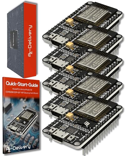 AZDelivery 5 x NodeMCU Amica Modul V2 ESP8266 ESP-12F WiFi - Node MCU ESP 8266 WiFi Development Board mit CP2102 kompatibel mit Arduino - inklusive Installationsanleitung als E-Book AZDelivery 5 x NodeMCU Amica Modul V2 ESP8266 ESP-12F WiFi - Node MCU ESP 8266 WiFi Development Board mit CP2102 kompatibel mit Arduino - inklusive Installationsanleitung als E-Book von AZDelivery