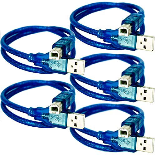 AZDelivery 5 x blaues USB-B auf USB-A Kabel kompatibel Mega 2560, Arduino und jeglichen Kompatiblen Entwicklungsboards und Mikrocontroller von AZDelivery