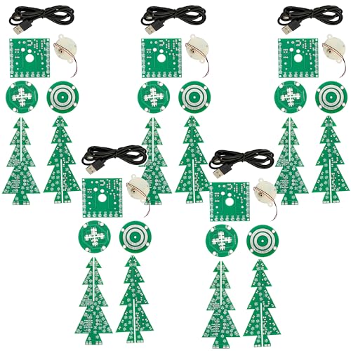 AZDelivery 5X DIY LED Weihnachtsbaum Kit: Weihnachtsbaum Elektronik Bausatz zum Löten - Lötbausatz für einen drehenden Weihnachtsbaum mit LEDs und USB-Anschluss Parent von AZDelivery