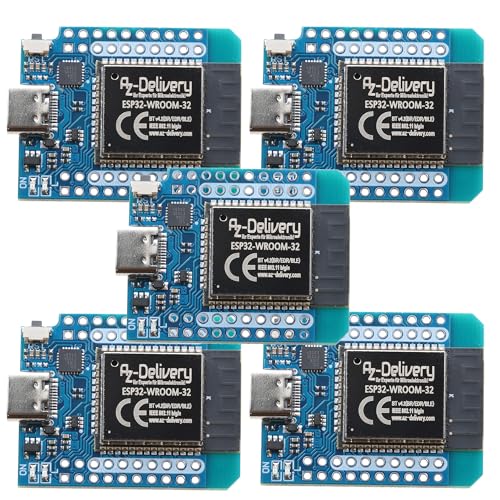 AZDelivery 5X ESP32 D1 Mini NodeMCU WiFi Modul ESP 32 Bluetooth Internet Entwicklungsboard mit USB-C Anschluss kompatibel mit Arduino und kompatibel mit Wemos D1 Mini inklusive E-Book! von AZDelivery