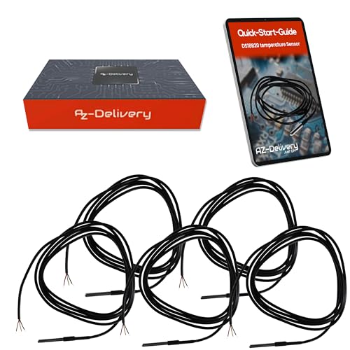 AZDelivery 5x DS18B20 2m Kabel digitaler Edelstahl Temperatursensor Temperaturfühler, wasserdicht kompatibel mit Arduino und Raspberry Pi inklusive E-Book AZDelivery 5x DS18B20 2m Kabel digitaler Edelstahl Temperatursensor Temperaturfühler, wasserdicht kompatibel mit Arduino und Raspberry Pi inklusive E-Book von AZDelivery