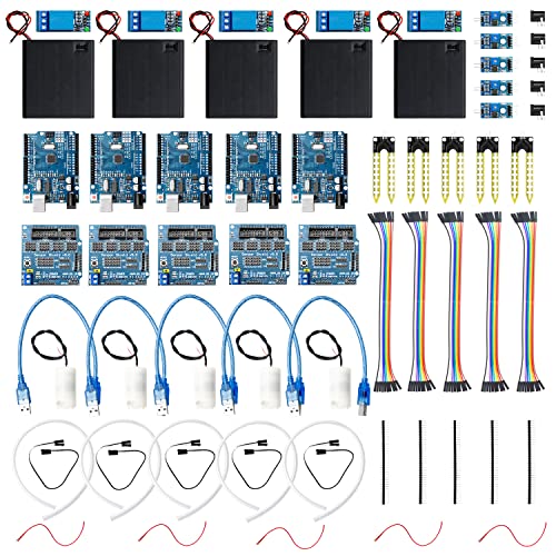 AZDelivery 5x Pflanzen-Bewässerung-Set V 5.0 SENSOR Automatisches Bewässerungsmodul DIY-Bausatz Bodenfeuchte-Erkennung automatische Wasserpumpe von AZDelivery