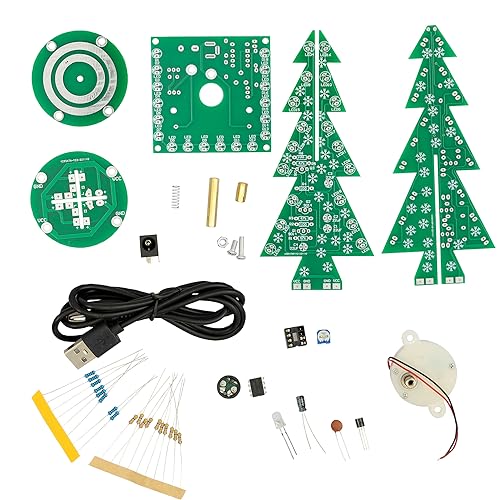 AZDelivery DIY LED Weihnachtsbaum Kit: Weihnachtsbaum Elektronik Bausatz zum Löten - Lötbausatz für einen drehenden Weihnachtsbaum mit LEDs und USB-Anschluss von AZDelivery