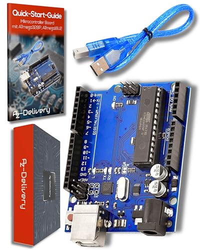 AZDelivery AZ-ATmega328DIP-Board Mikrocontroller Board ATmega16U2 8-bit Entwicklerboard mit Hauptplatine und USB-Kabel inklusive E-Book! von AZDelivery