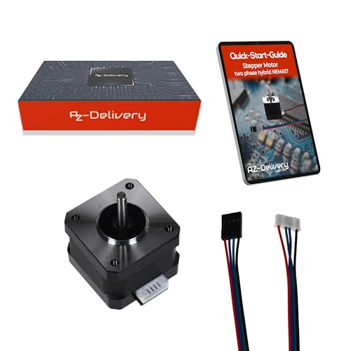 AZDelivery NEMA 17 Schrittmotor 12V 28Nm 1.8° 2-Phasen Hybrid Stepper Motor mit 1m Kabel, kompatibel mit Arduino, 3D-Druckern, CNC-Maschinen und Robotik von AZDelivery