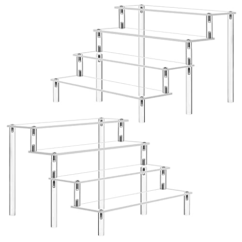 Acryl Riser Display Regal Ständer für Amiibo Funko Pops Figuren, Tischplatte klar Acryl Organizer für Nagellack Gewürz Kosmetik Schmuckständer Cupcake Buffets Dessert Modell(2 Packungen) von AZEAM