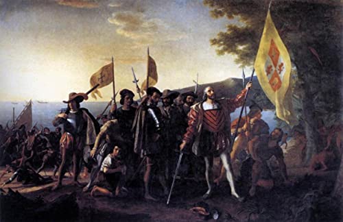 AZENZI Leinwand Plakat Leinwand bilder Kunstdruck Klassische Malerei John Vanderlyn Columbus landet auf Guanahani für Bürodekoration 60x90cm von AZENZI