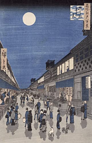 AZENZI Leinwand Plakat Leinwand bilder Kunstdruck Klassische Malerei Nachtansicht der Saruwaka-Straße von Utagawa Hiroshige für Bürodekoration 60x90cm von AZENZI