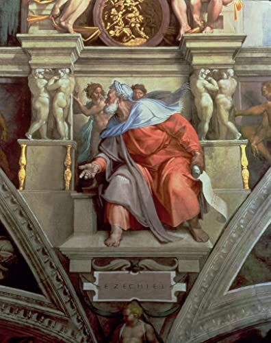 AZENZI Leinwandbilder Vintage Poster Berühmt Decke der Sixtinischen Kapelle des Propheten Hesekiel von Michelangelo Buonarroti für Flurdekoration 60x90cm von AZENZI