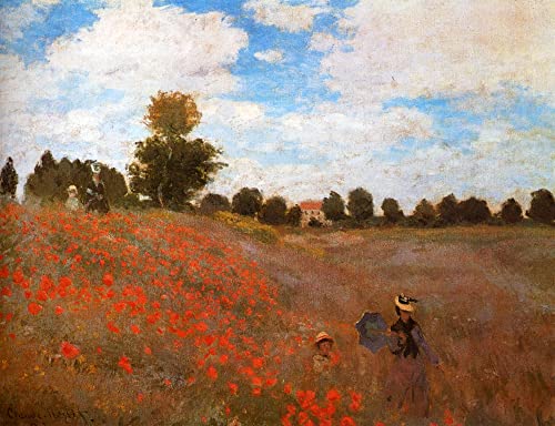 AZENZI Leinwandbilder Vintage Poster Berühmt Wilder Mohn in der Nähe von Argenteuil Claude Monet für Flurdekoration 60x90cm von AZENZI