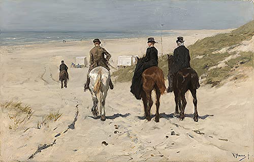 AZENZI Posterdrucke Leinwand druck Kunstwerke Klassisches Ölgemälde Ausritt am Strand von Anton Mauve für Wohnkultur 60x90cm von AZENZI