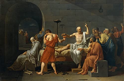 Moderne Kunst Wandbild Wandkunst Leinwand Gemälde Berühmtes Gemälde Der Tod des Sokrates von Jacques-Louis David für Wohnzimmer 60x90cm von AZENZI