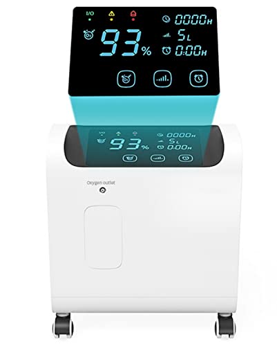 Medizinischer Sauerstoff Generator-Konzentrator, Einstellbar 93% - 96% Sauerstoff-Sauerstoffgenerator-Konzentrator mit 360° Universalrad, Druckwechseladsorption, 1-5 L/min.,OG60 von AZHANGU