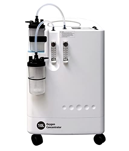 Medizinischer Sauerstoff Generator-Konzentrator, Einstellbar 95% - 96% Sauerstoff-Sauerstoffgenerator-Konzentrator mit 360° Universalrad, Druckwechseladsorption, 1-10 L/min.,NDZY10QW von AZHANGU