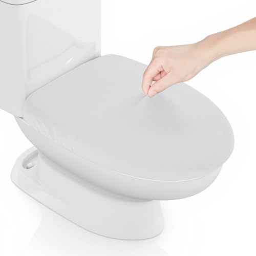 Stretch Spandex Toilettendeckelbezug, dicker Toilettensitzbezug für Badezimmer, waschbarer weicher Toilettendeckel, passend für die meisten Toilettendeckel, Weiß von AZHCHKE