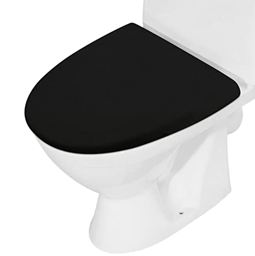 WC-Deckelbezug, Badezimmer, Stretch-Spandex, waschbar, WC-Deckel, Sitzschutzbezug mit elastischem Boden, Schwarz von AZHCHKE