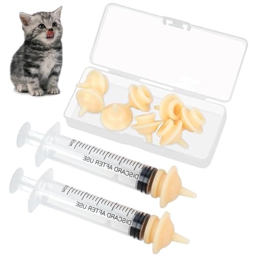 AZIDWERYQ 10pcs Kitten Pecifier und 2pcs 5 ml Fütterungsspritze, Wiederverwendbare Neugeborenen -Kätzchenversorgungen mit 1pc Storage Box Schnuller AZIDWERYQ 10pcs Kitten Pecifier und 2pcs 5 ml Fütterungsspritze, Wiederverwendbare Neugeborenen -Kätzchenversorgungen mit 1pc Storage Box Schnuller von AZIDWERYQ