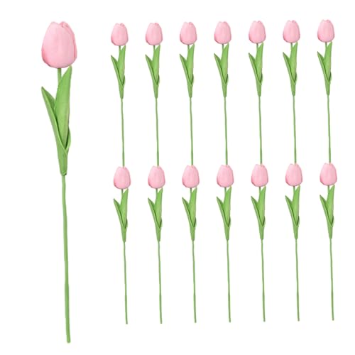 AZIDWERYQ 15pcs Tulips Künstliche Blumen Real Touch PU Plastik Faux Tulpen 13in Elegante minimalistische Blumen für Hochzeit, Party, Haus- und Raumdekoration, Style1 Faux von AZIDWERYQ