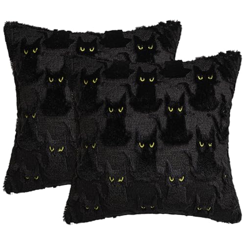 AZIDWERYQ 2pcs Halloween Kissenbezüge 18x18 Plüsch Katze Halloween Wurfkissenbezüge gruselige Schwarze Kissenbezüge für Sofa Bank Wohnzimmerdekor, kein Kernschwarz -Wurf AZIDWERYQ 2pcs Halloween Kissenbezüge 18x18 Plüsch Katze Halloween Wurfkissenbezüge gruselige Schwarze Kissenbezüge für Sofa Bank Wohnzimmerdekor, kein Kernschwarz -Wurf von AZIDWERYQ