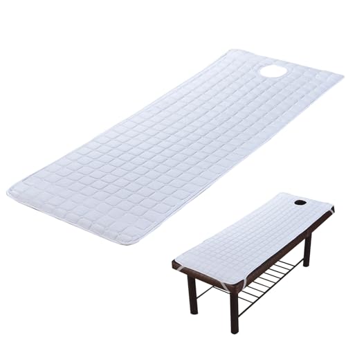 AZIDWERYQ 2pcs Massage Tischabdeckung mit Gesichtsloch 74.8x27.6in Polyester -Massageberabdeckung mit Gummiband an den Ecken 3D -Plaid -Tischblättern für Schönheitssalon, Weiß von AZIDWERYQ