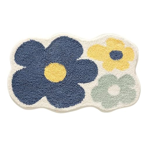 AZIDWERYQ Bad Matte Weiche Badezimmer Teppiche Matte Blumenbad hoher absorbierender Nicht rutsches, zotteliger Teppich-Fluffy Teppiche für Badezimmerboden, Wanne und Dusche 40 * 60 cm von AZIDWERYQ