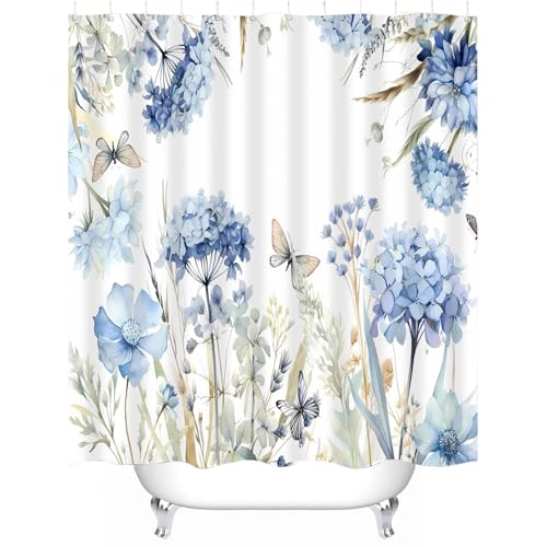 AZIDWERYQ Blumenduschvorhang, 71 x 71 Zoll Botanischer ästhetischer Duschvorhang mit Haken, wasserdichtes Elegantes Wohnkultur für Badezimmer Sommer von AZIDWERYQ