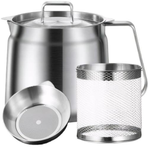 AZIDWERYQ Edelstahlölfiltertopf, 1, 5 -l -Fritteuchsen -Topf mit Sieb und Frittyerkorb für Küche, Multifunktionsbraten, Tankfettbehälter AZIDWERYQ Edelstahlölfiltertopf, 1, 5 -l -Fritteuchsen -Topf mit Sieb und Frittyerkorb für Küche, Multifunktionsbraten, Tankfettbehälter von AZIDWERYQ