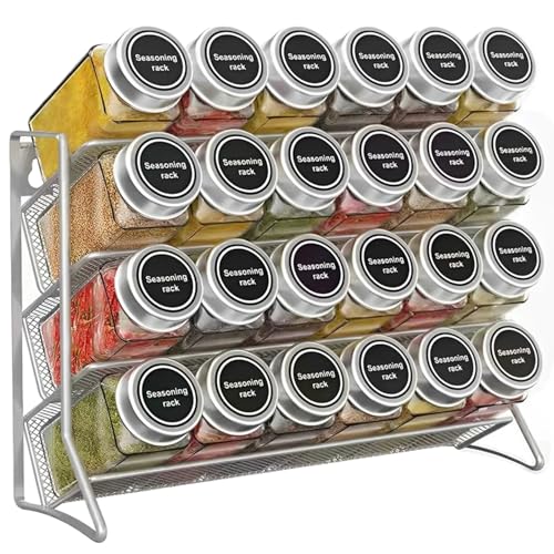 AZIDWERYQ Gewürzregal 4 -Tier freistehende Metallschalter Gewürzregal Organizer Halten Sie 24 Flaschen für Küchenarbeitsplatte Schrank Pantry Organizer von AZIDWERYQ