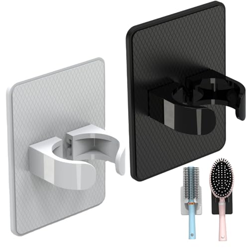 AZIDWERYQ Haarbürstenhalter, 2pcs Verstellbare Wandmontage Haarbürsten Organizer, Selbstklebender Haarbürgerhalter Organizer, kein Bohrhaarwerkzeugorganisator für Heimatbadezimmer von AZIDWERYQ