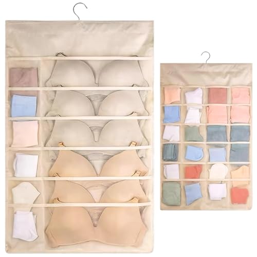 AZIDWERYQ Hanging Organizer, Nicht gewebte Socken und Unterwäscheorganisator mit 36 ​​Mesh Taschen, doppelseitigem Wandregal-Kleiderschrank Aufbewahrungsbeutel Hängende Kleiderschrank von AZIDWERYQ