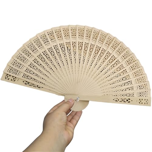 AZIDWERYQ Holzlüfter Handheld 8 Zoll natrual Holz Handheld dekorativen japanischen chinesischen Stilklappventilator für Hochzeiten Brauttanzkirche Handlüfter von AZIDWERYQ