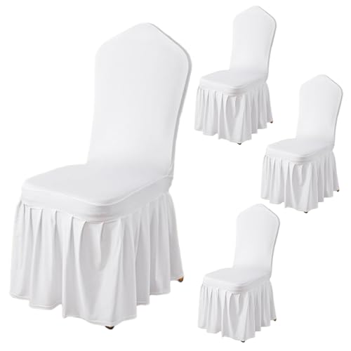 AZIDWERYQ Stuhlabdeckung 4PCs Stretch Protective Dick weißer Essstuhlabdeckungen mit Rock waschbar und abnehmbar für Hochzeitsfeierzeremonie AZIDWERYQ Stuhlabdeckung 4PCs Stretch Protective Dick weißer Essstuhlabdeckungen mit Rock waschbar und abnehmbar für Hochzeitsfeierzeremonie von AZIDWERYQ