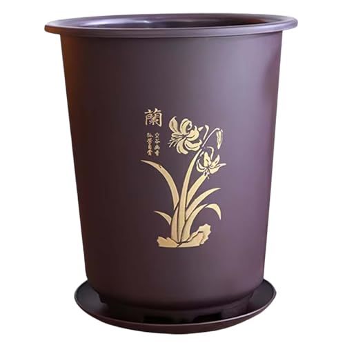 Blumentöpfe, 8 -Zoll -Gartentöpfe im chinesischen Stil chinesischer Stil, Harz Sukkulent mit Entwässerungslöchern und Untertasse, Pflanzen im Innenbereich, Orchideen, Kaktus, Zimmerpflanze Innenräume von AZIDWERYQ