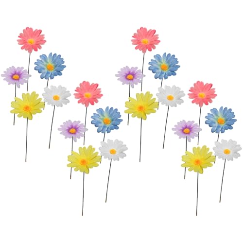 Dekorative Gartenstöcke 20pcs 2x12 Stoff Daisy Blumen dekorative Hofeinsätze für Rasen, Pfad, zufällige Farbwerte Kunst von AZIDWERYQ