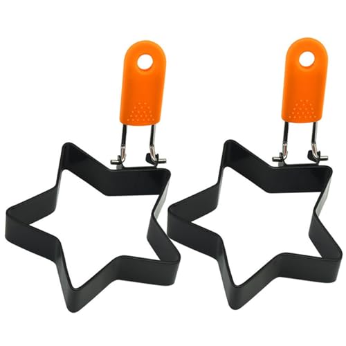 Eierring 2pcs Edelstahl Eierform Nicht-Stick-faltbarer Wilderer mit Silikongriff Home Restaurant DIY Ringe für Braten Eier, Sternform Wilderer Eierring 2pcs Edelstahl Eierform Nicht-Stick-faltbarer Wilderer mit Silikongriff Home Restaurant DIY Ringe für Braten Eier, Sternform Wilderer von AZIDWERYQ