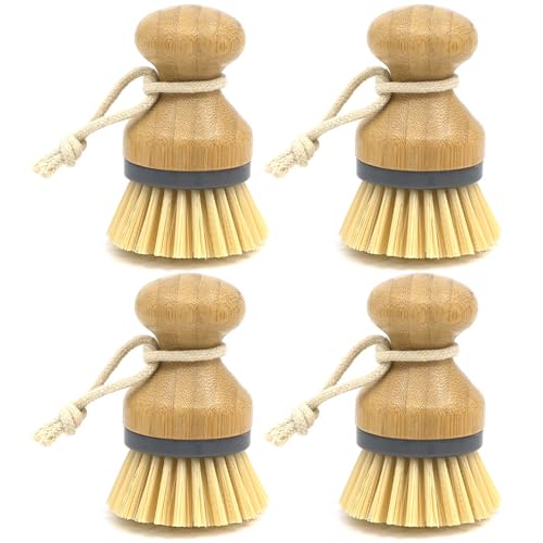 Holzschale Pinsel 4pcs Palmgröße Schüssel-Schrubber mit hängendes Baumwollseil waschbarer wiederverwendbar Holzschale Pinsel 4pcs Palmgröße Schüssel-Schrubber mit hängendes Baumwollseil waschbarer wiederverwendbar von AZIDWERYQ