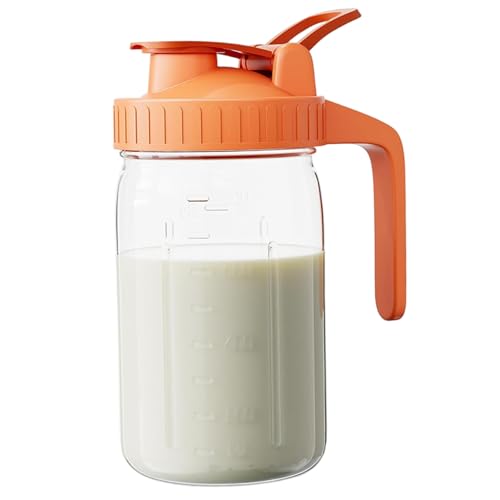 Muttermilchkrug 32 Unzen Muttermilch Lagerflaschen mit Griff & Skala Mason Jar Pitcher für Sonnenee, Saft, kaltes Kaffee Kaffee Muttermilchkrug 32 Unzen Muttermilch Lagerflaschen mit Griff & Skala Mason Jar Pitcher für Sonnenee, Saft, kaltes Kaffee Kaffee von AZIDWERYQ