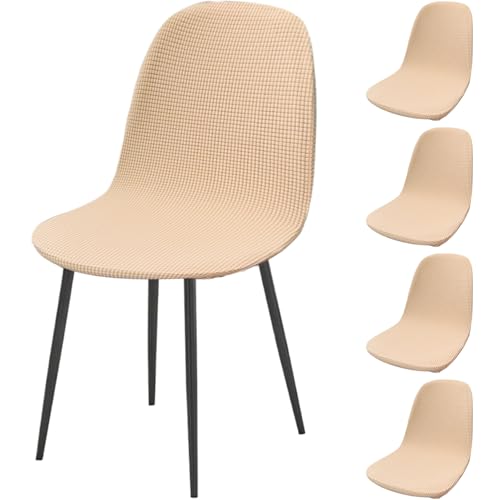 Schalenstuhlabdeckung 4PCS Durchschnittlich minimalistischer Stretchstoff -Stuhl -Stuhl -Stuhlabdeckung für Esssitze verblassen resistente Maschine Waschbares Zubehör mit hoher Dichte, weißer Akzent von AZIDWERYQ