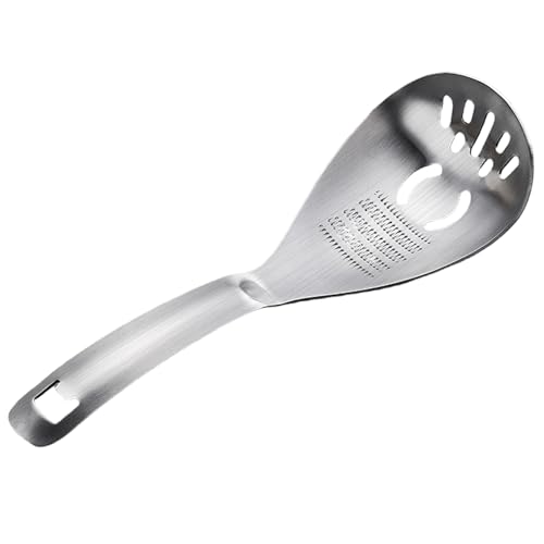 Slotted Spoon Edelstahl Mehrzweckverdickter Schleiflöffel Metall Spatel Knoblauchfahrer mit hängenden Haken für Heimküchen -Gadget -Grapefruitlöffel von AZIDWERYQ