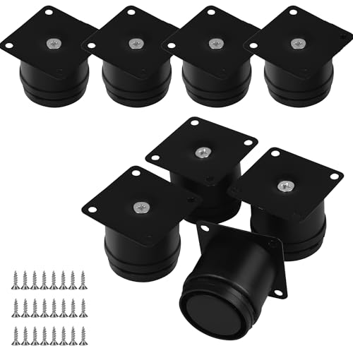 AZKEEGREY 8 Stück 5cm Möbelfüße Schwarz, Metall Möbelfüsse Verstellbar 0-15 mm, Edelstahl Schrankfüsse für Stühle Tisch Sofa, Möbelbeine Einfachen Montage Runde﻿ von AZKEEGREY