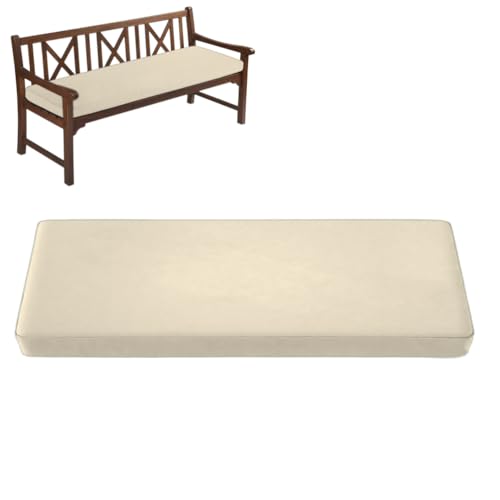 AZMAHT Bankauflage Sitzauflage Bank Wasserdicht Wetterfest Outdoor Sitzauflage Bank hochdichte Bankauflage mit Rutschfester Unterseite FüR GartenmöBel Terrasse,Drinnen,Off White,90X60X5cm von AZMAHT