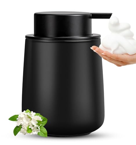 AZMOYAC Schaumseifenspender – Mattschwarzer Keramik-Schaumseifenspender für Bad und Küche, 340 ml Gesichtsreiniger-Spenderflasche mit Schaumpumpe, nachfüllbarer Handwaschseifenspender von AZMOYAC
